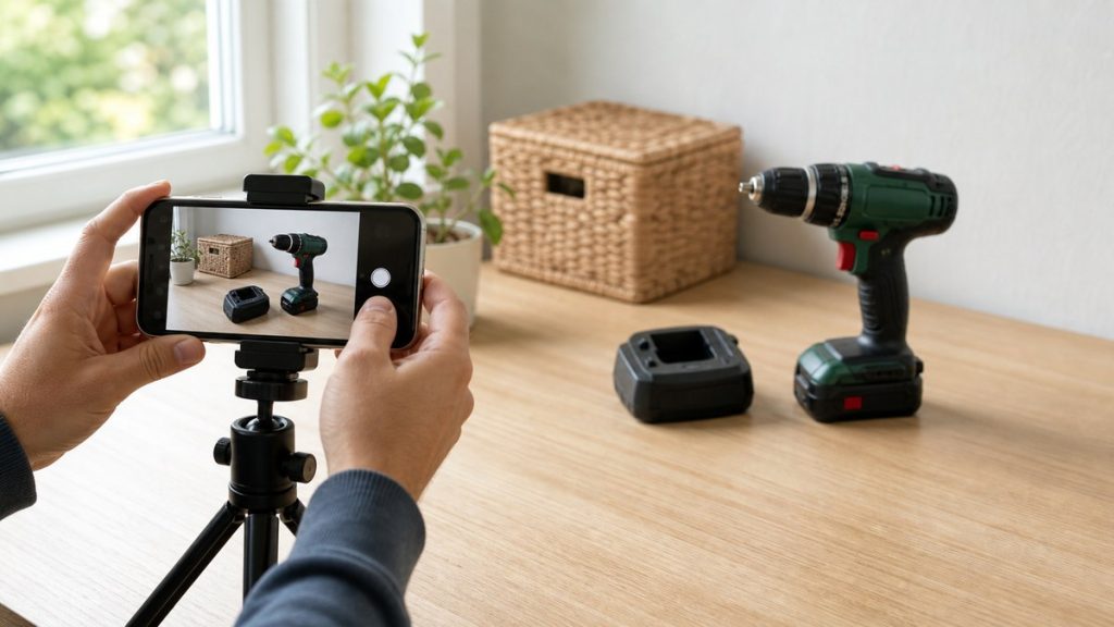 Skelbimo nuotraukos fotografavimas telefonu